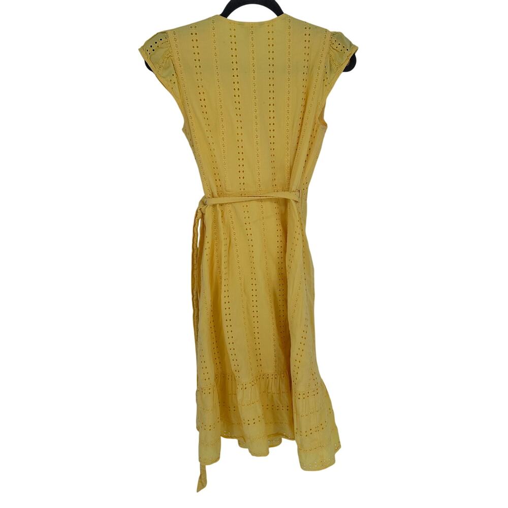 Draper James Yellow Eyelet Flutter Sleeve Wrap Dr… - image 2